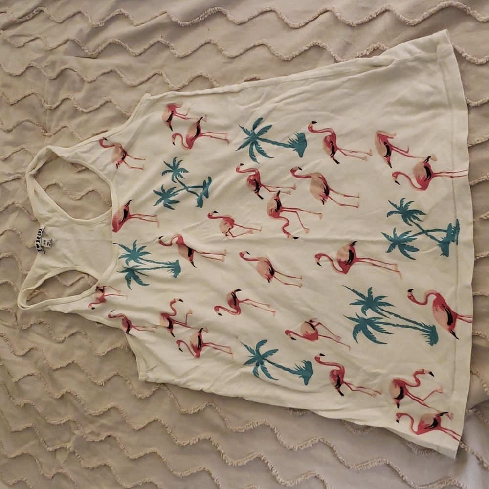 Flamingo palm tree tank top retro